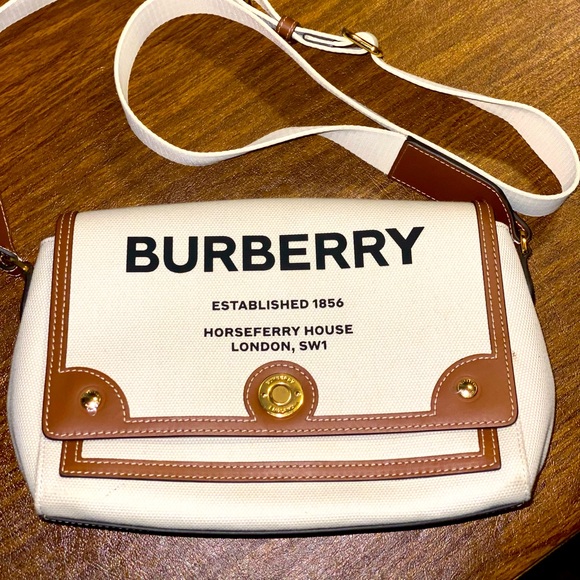 Burberry Note Canvas Logo Crossbody Bag - Picture 1 of 16